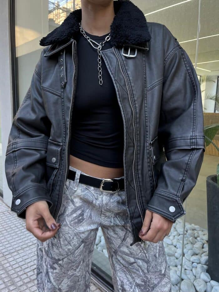 Campera Aviadora Gris Topo - Image 2
