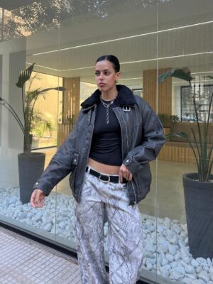 Campera Aviadora Gris Topo