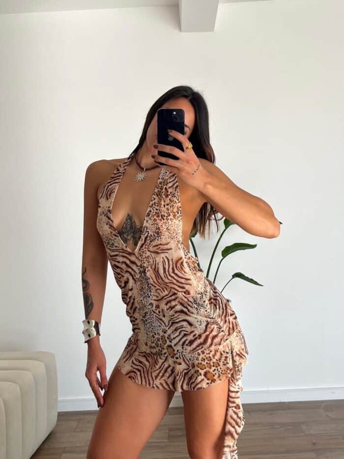 Vestido Cala Brown Print - Image 3